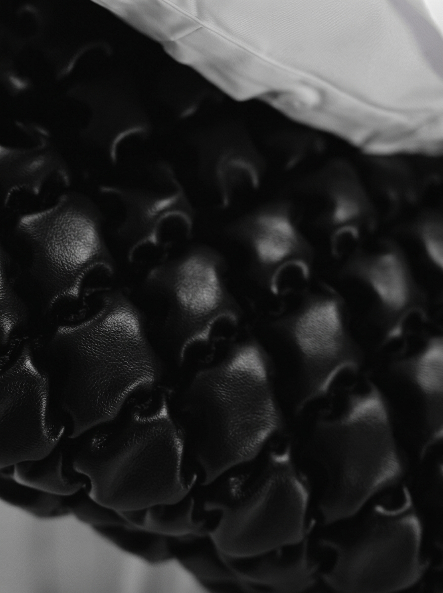 Black Quilted Ruched Cloud Shoulder Bag