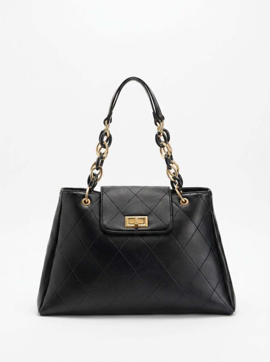 Black Quilted Chain Shoulder Bag
