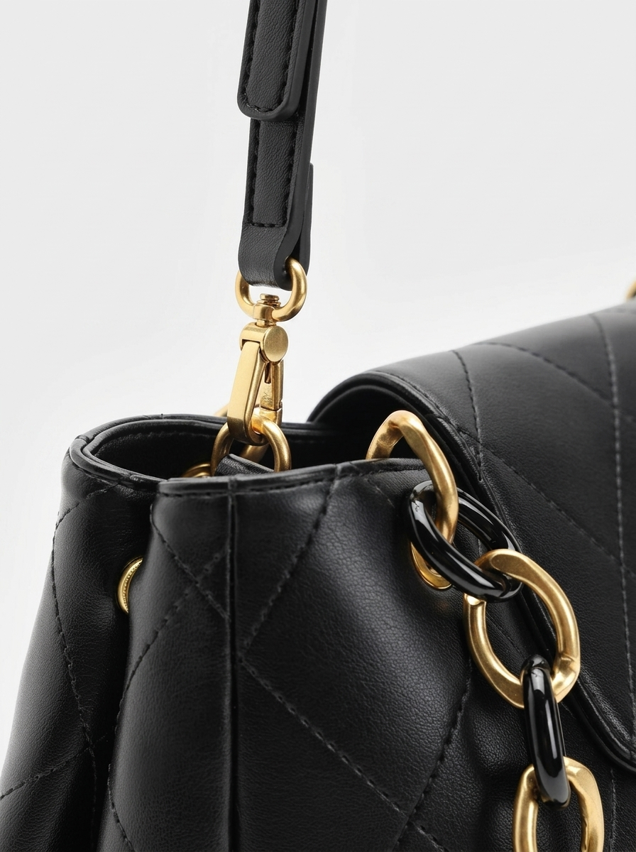 Black Quilted Chain Shoulder Bag