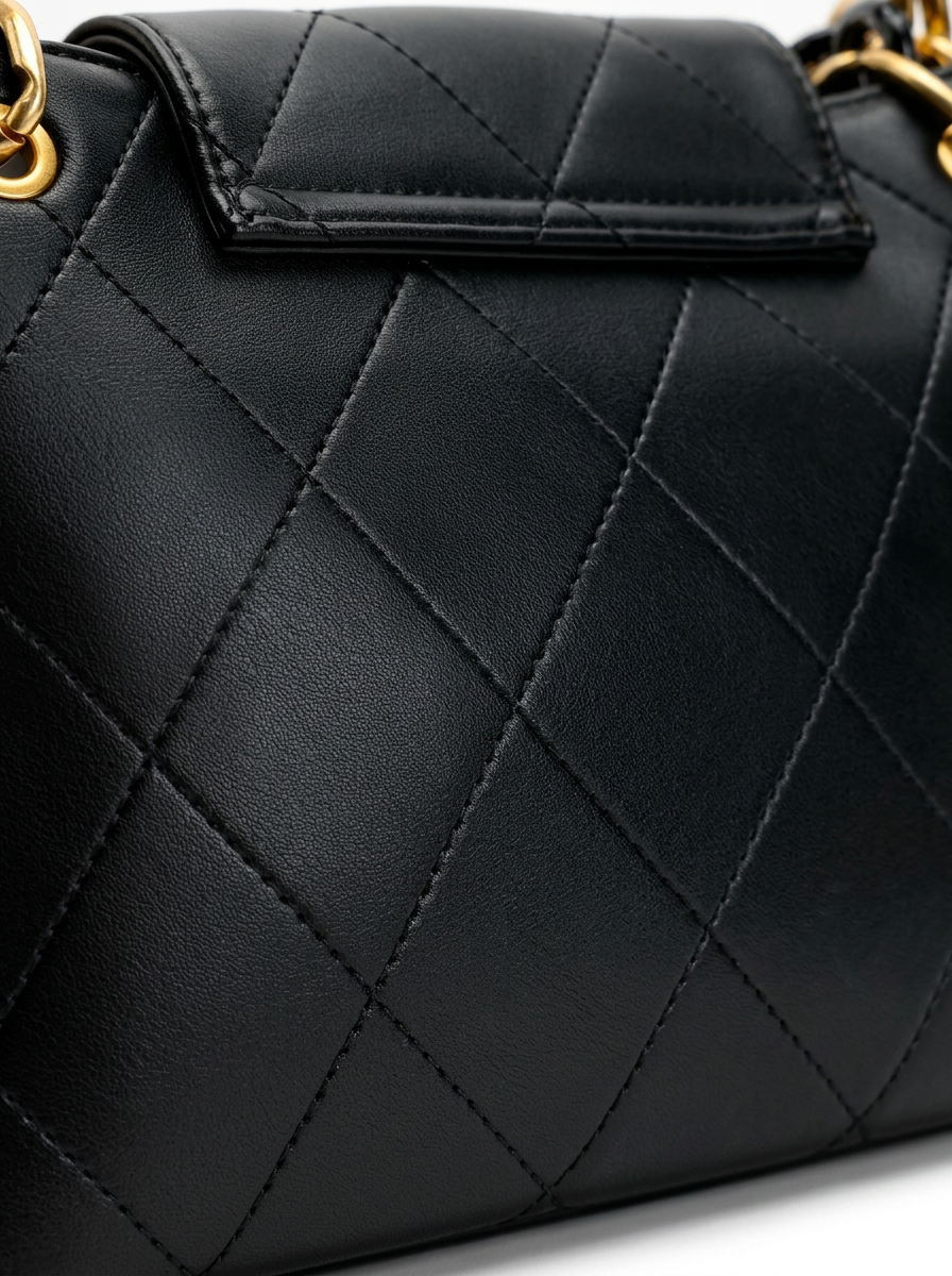 Black Quilted Chain Shoulder Bag