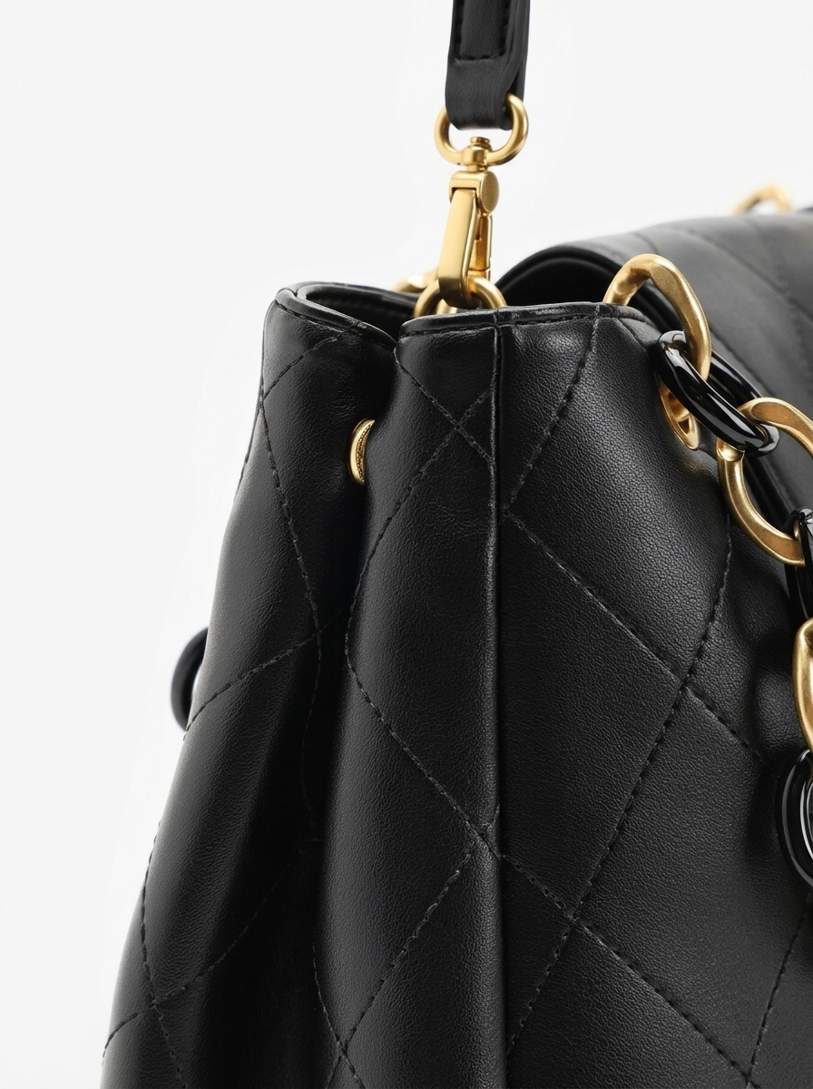 Black Quilted Chain Shoulder Bag