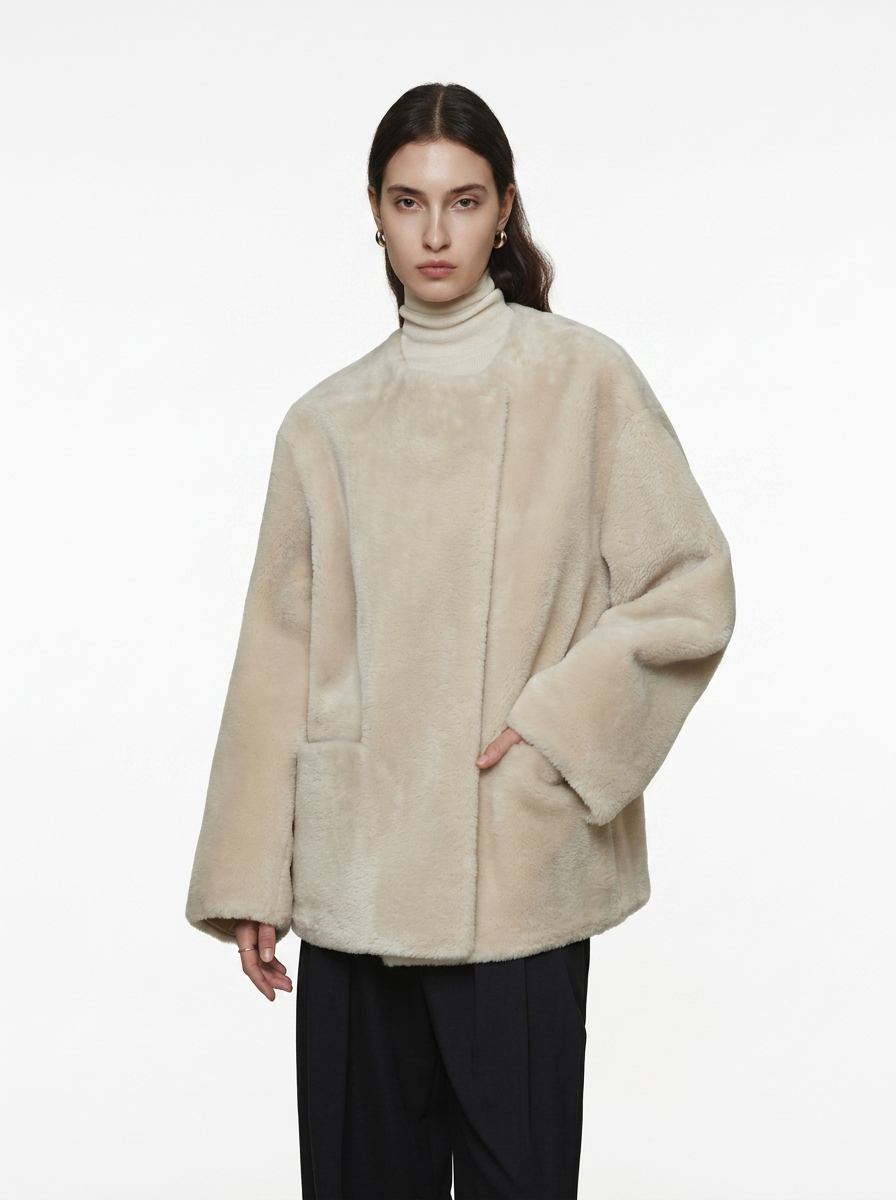 Beige Teddy Fleece Short Jacket