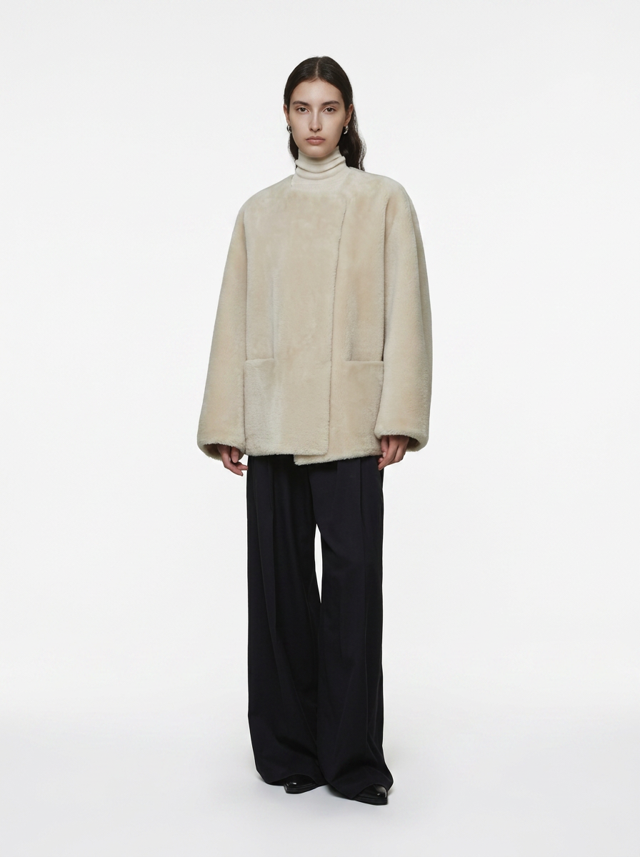 Beige Teddy Fleece Short Jacket