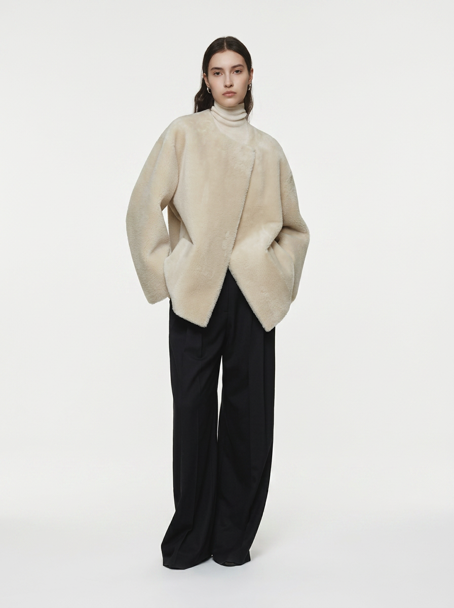 Beige Teddy Fleece Short Jacket