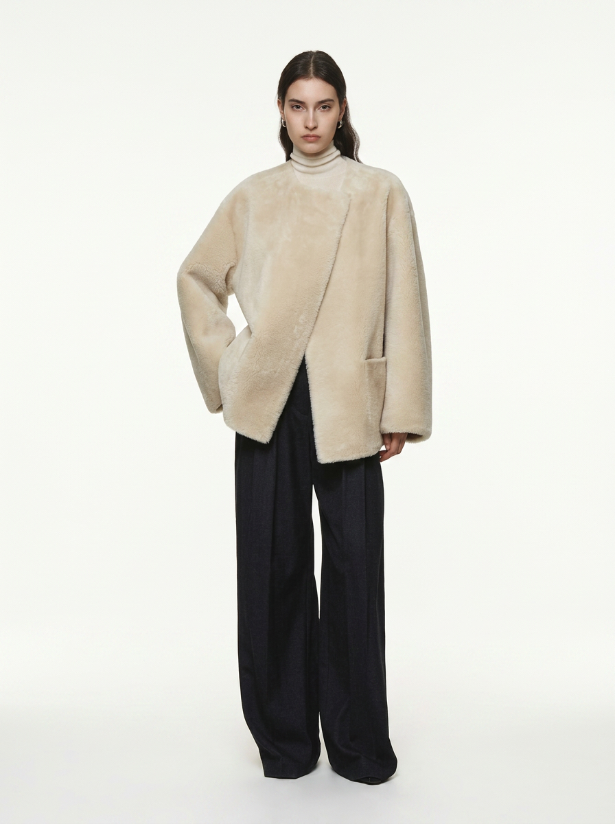 Beige Teddy Fleece Short Jacket