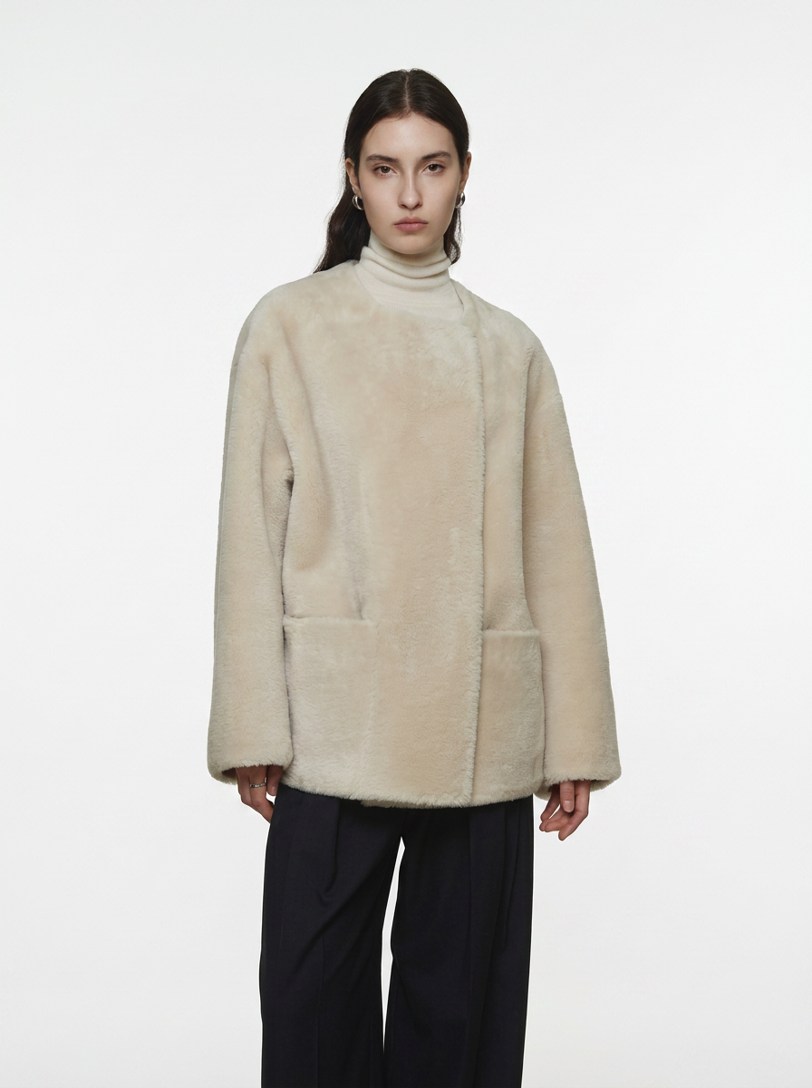 Beige Teddy Fleece Short Jacket