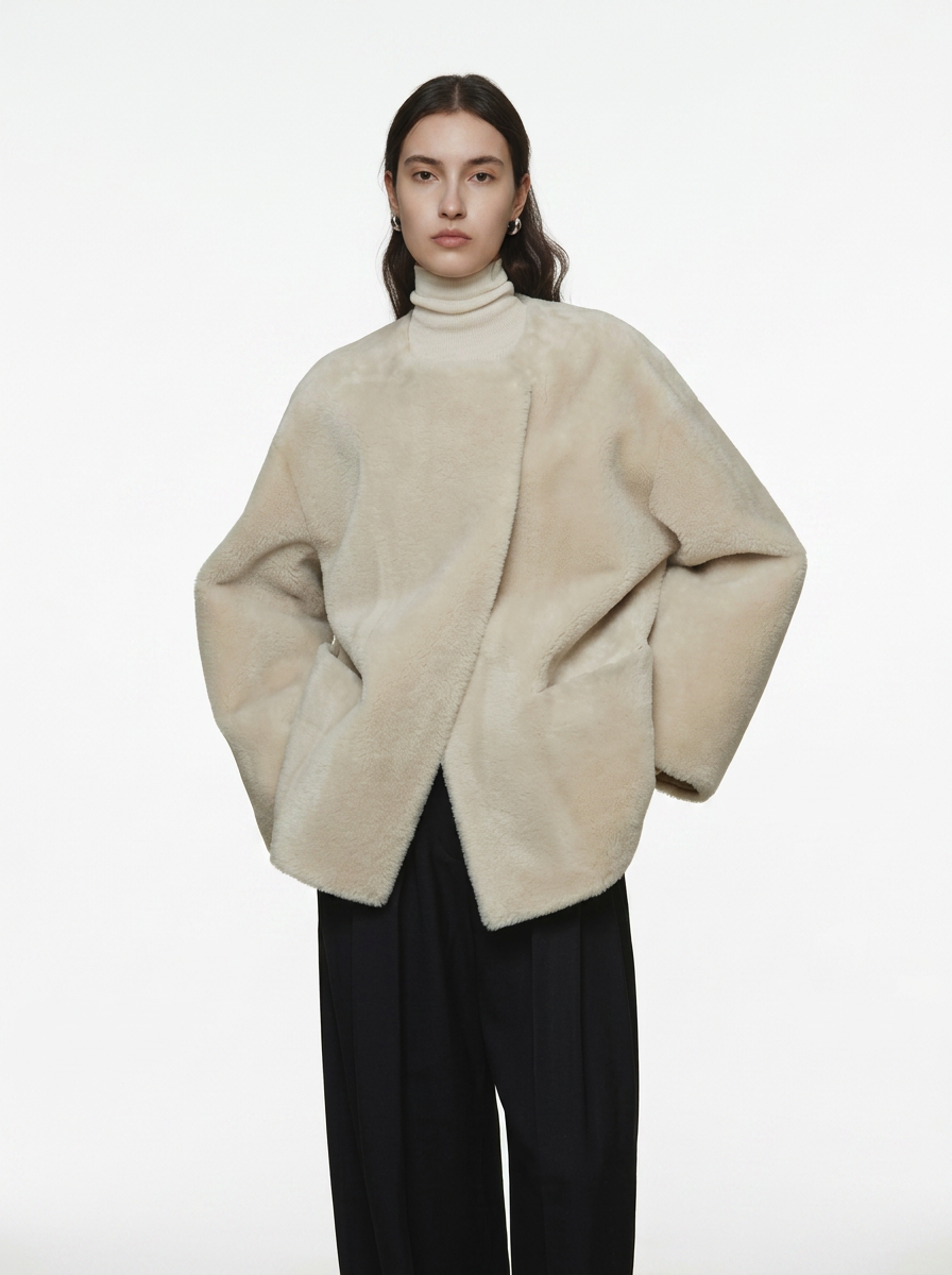 Beige Teddy Fleece Short Jacket
