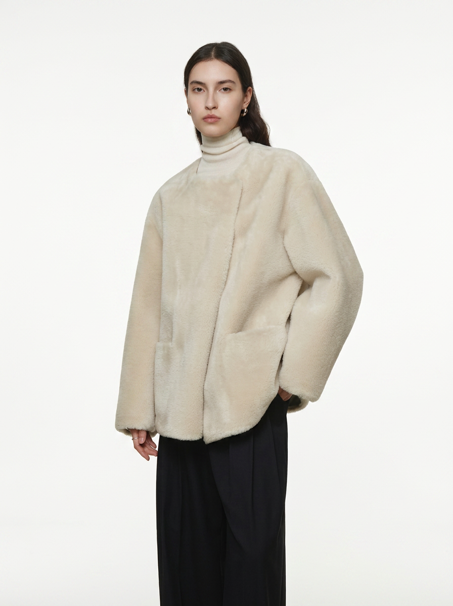 Beige Teddy Fleece Short Jacket