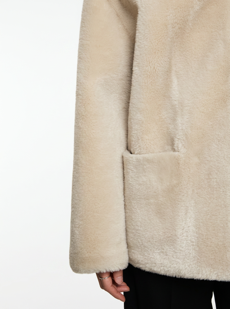 Beige Teddy Fleece Short Jacket