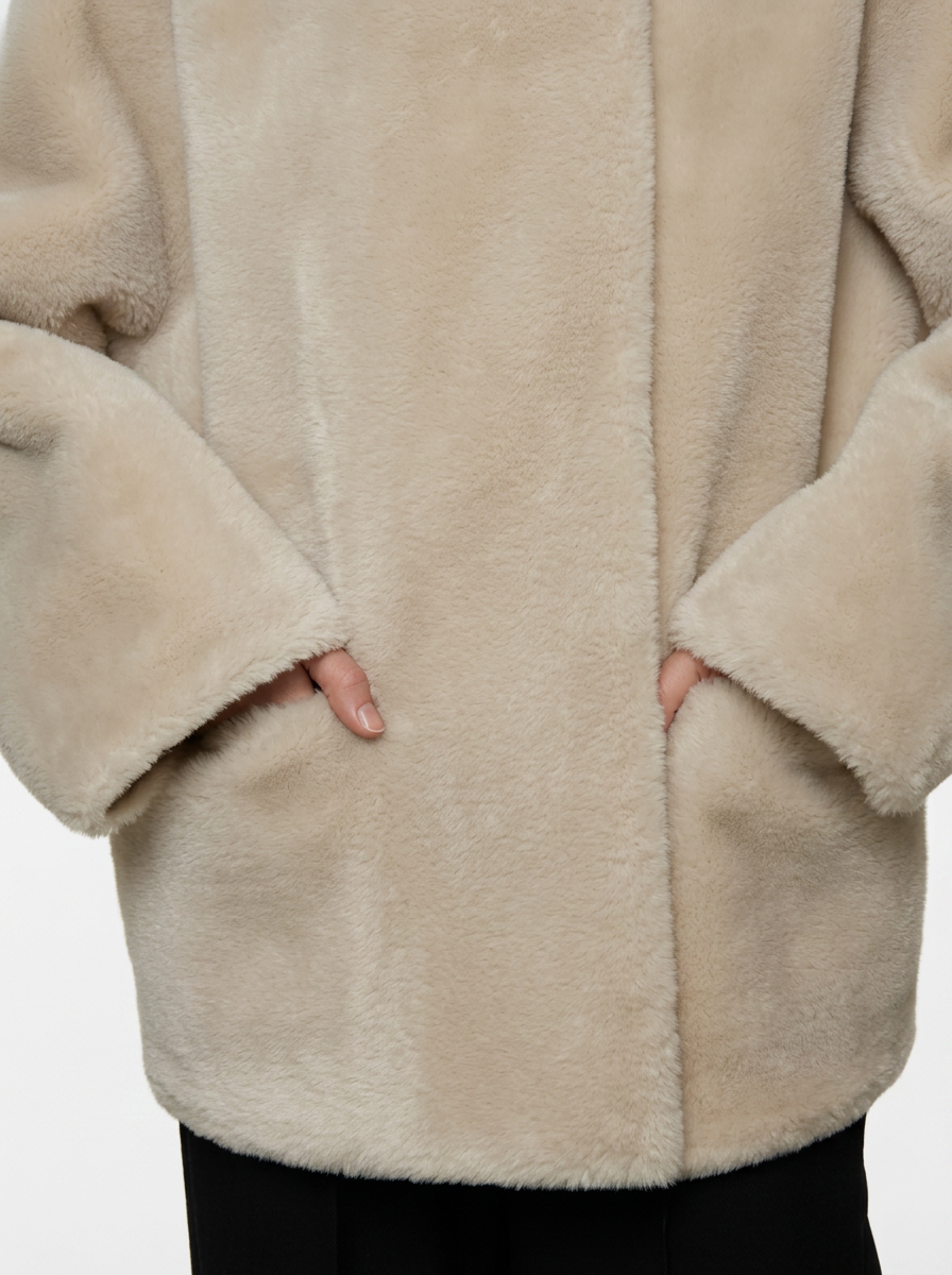 Beige Teddy Fleece Short Jacket