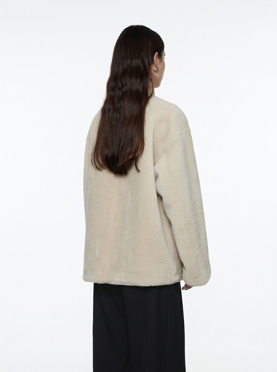 Beige Teddy Fleece Short Jacket