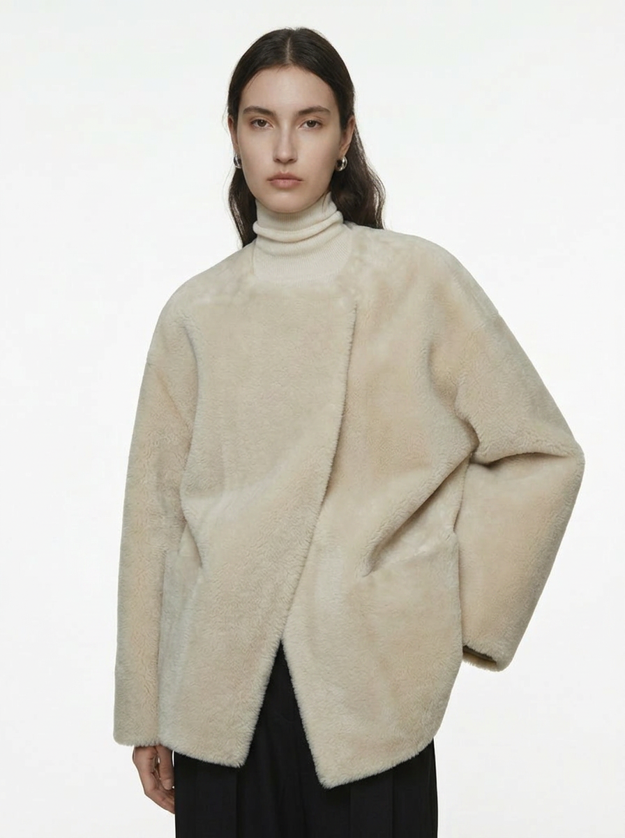 Beige Teddy Fleece Short Jacket