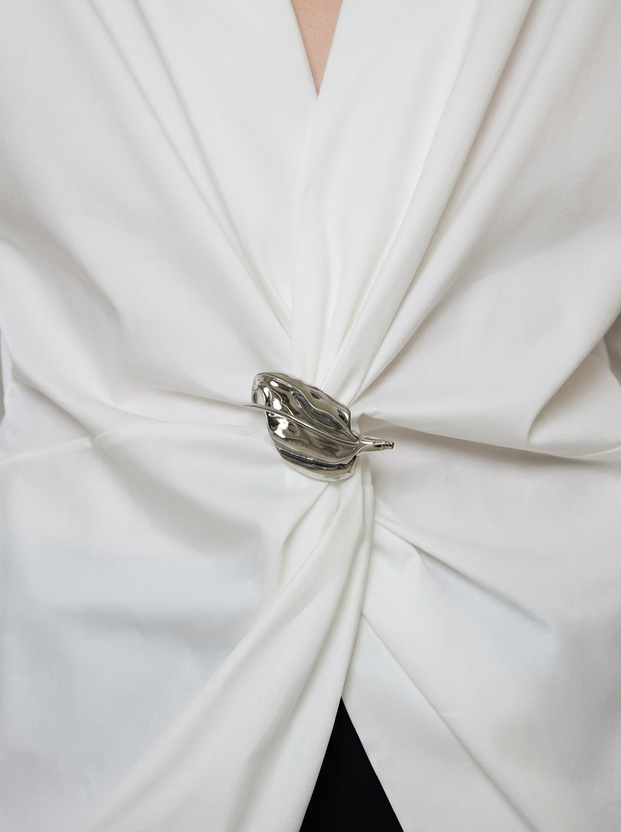 White Crossover Twist Blouse