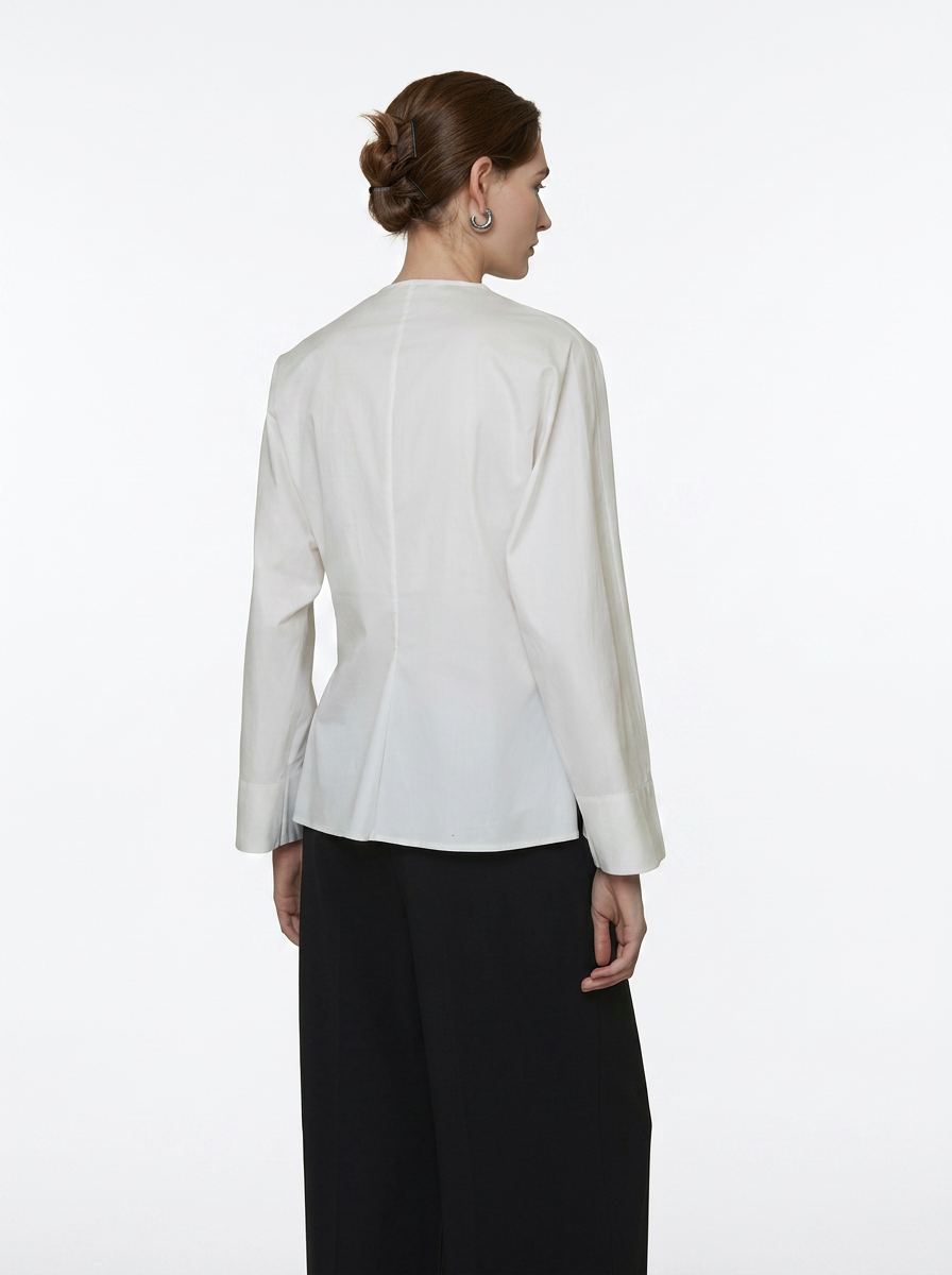 White Crossover Twist Blouse