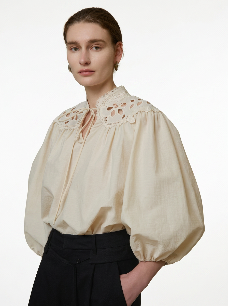 Cream Puff Sleeve Blouse