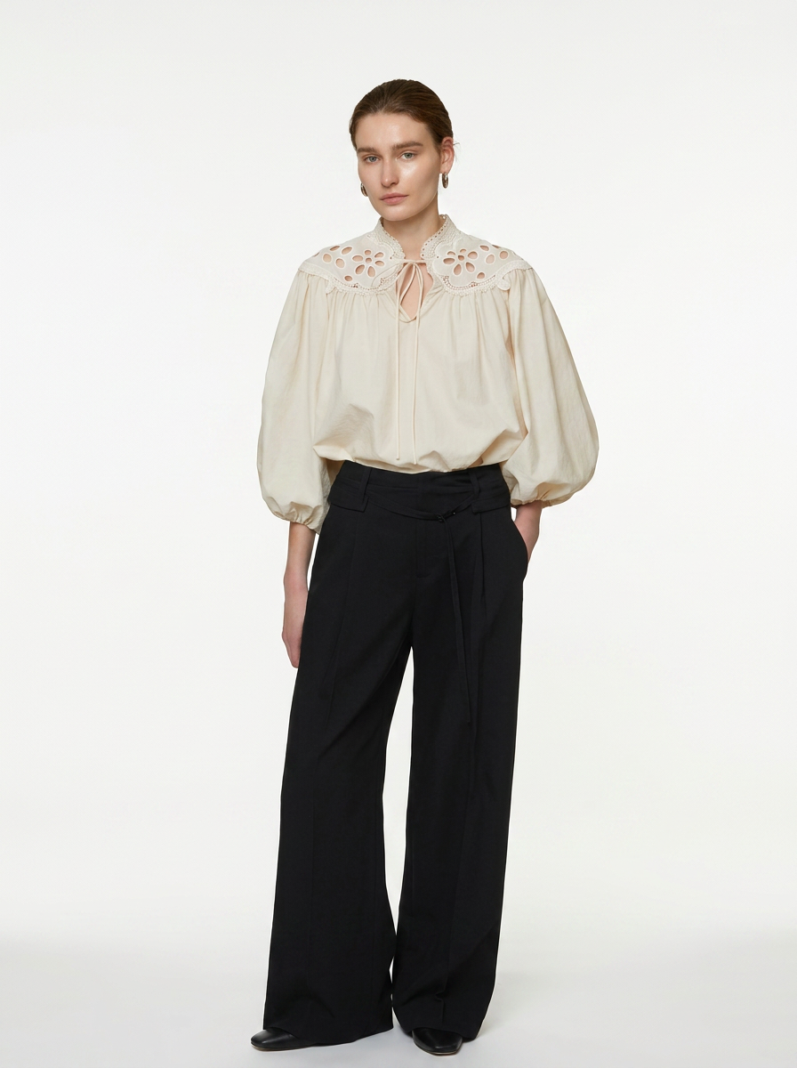 Cream Puff Sleeve Blouse