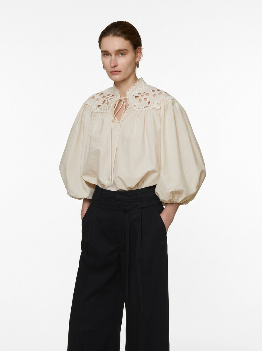 Cream Puff Sleeve Blouse