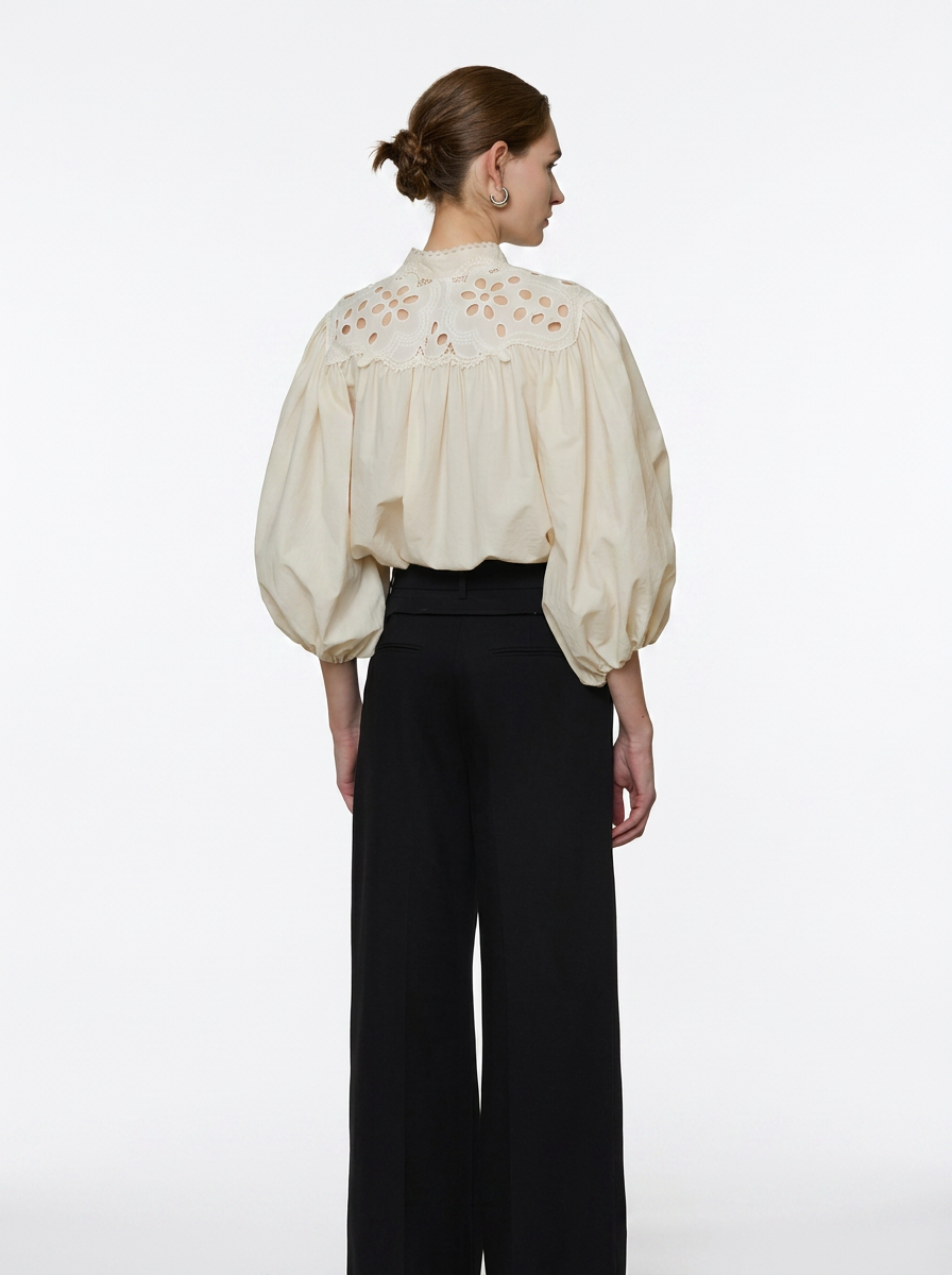 Cream Puff Sleeve Blouse