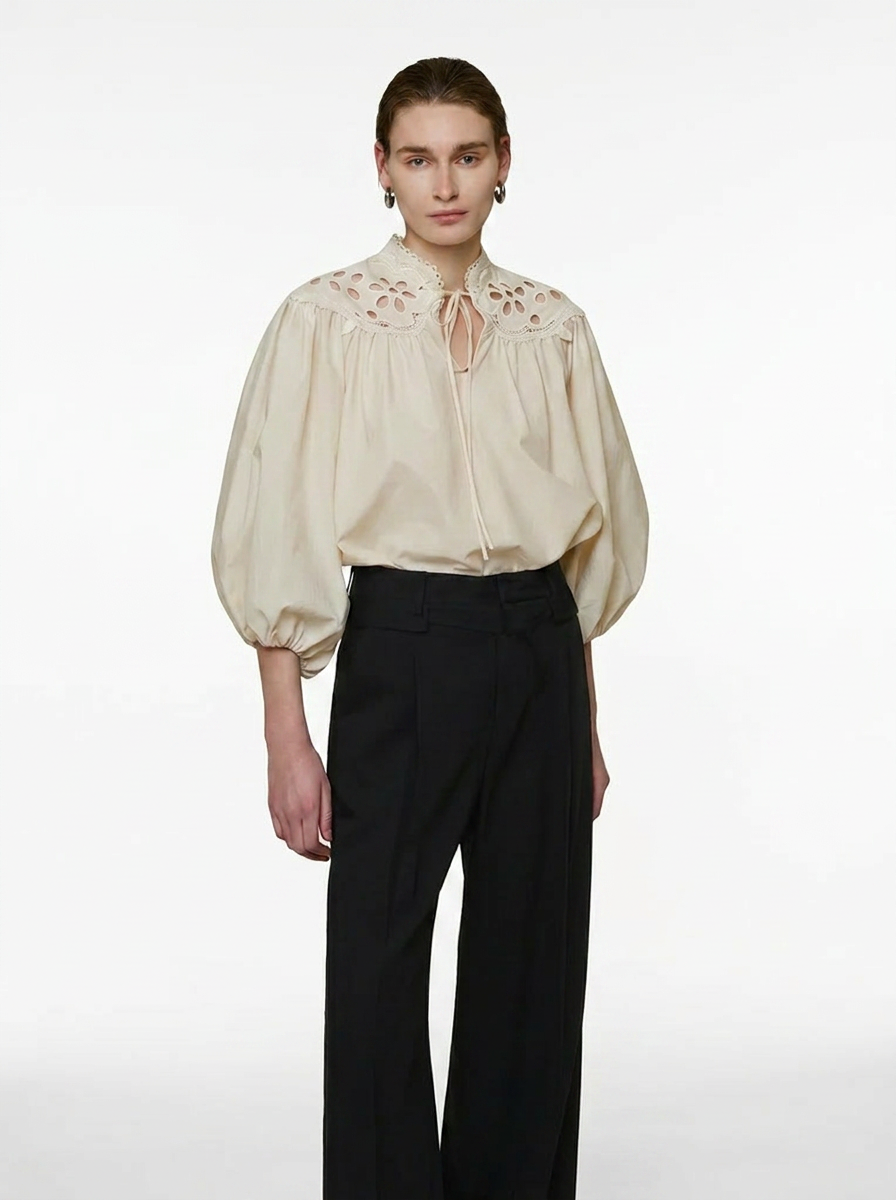 Cream Puff Sleeve Blouse