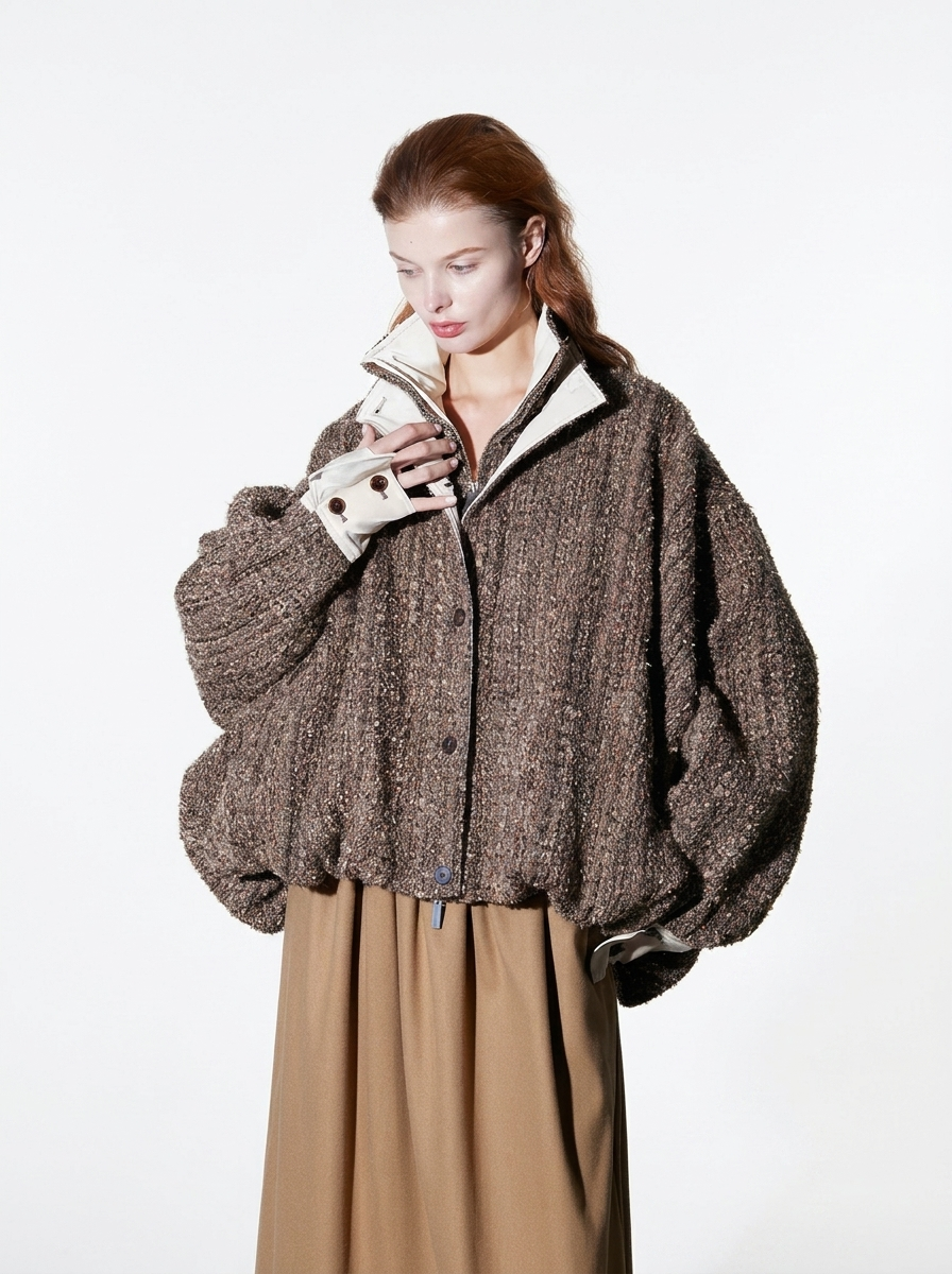 Premium Brown Bouclé Jacket