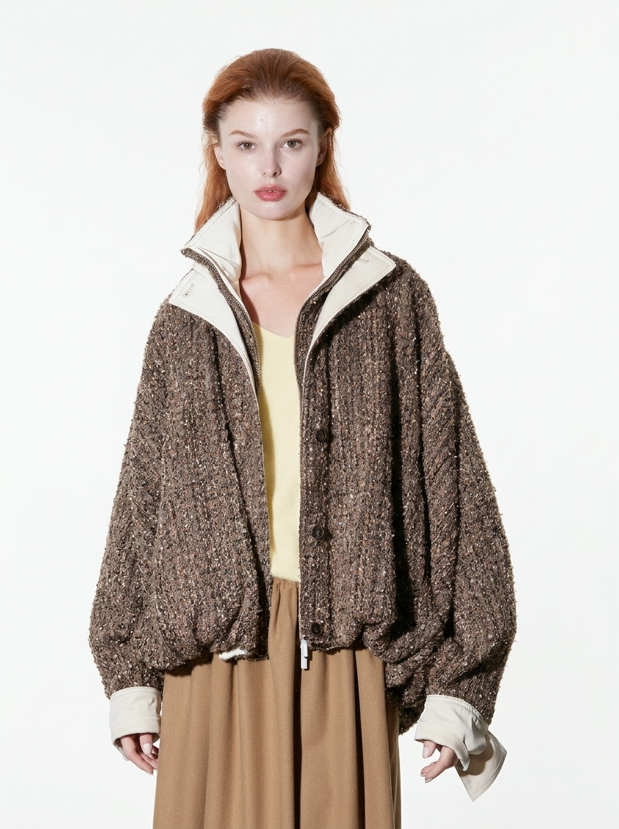 Premium Brown Bouclé Jacket