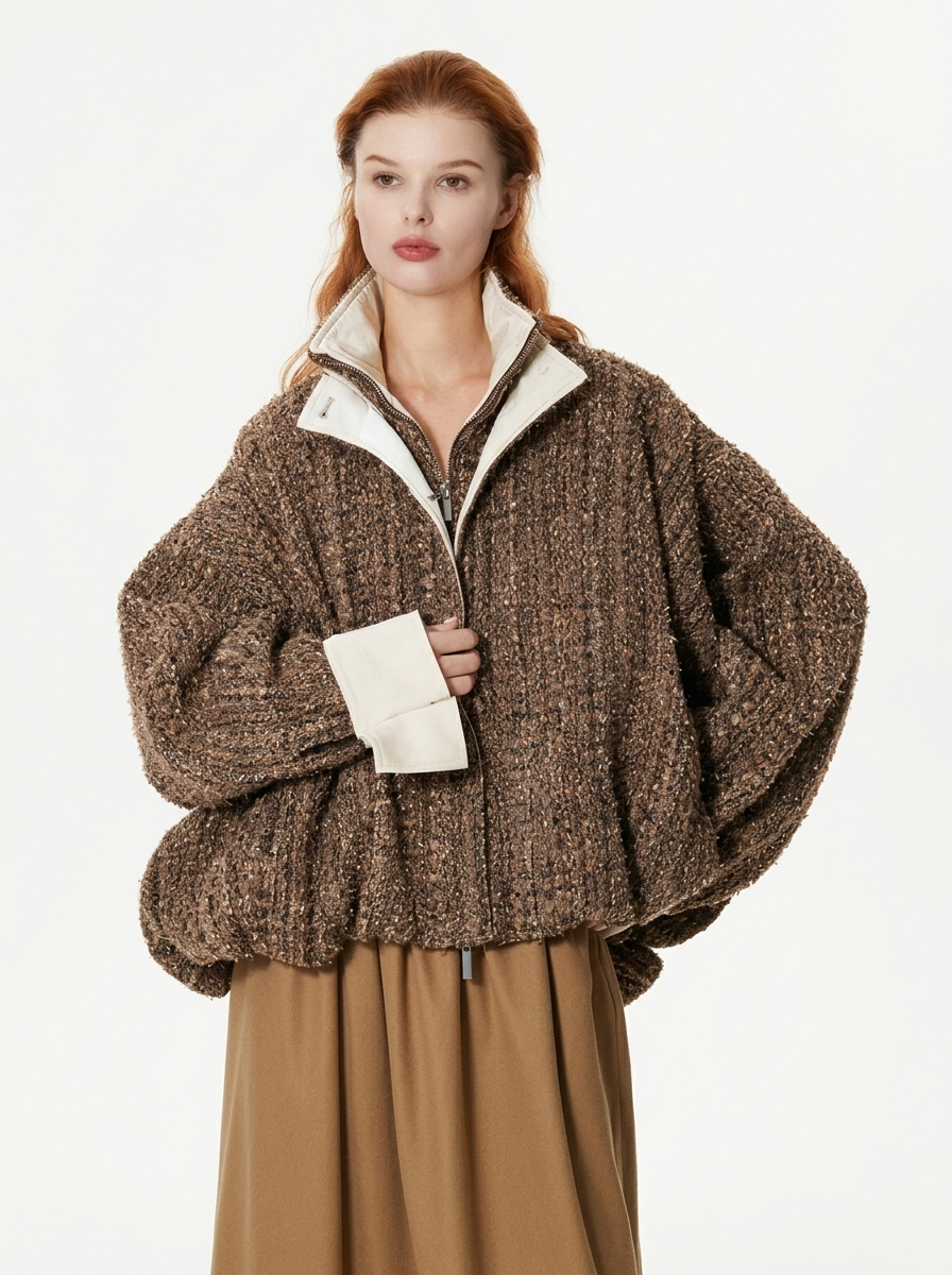 Premium Brown Bouclé Jacket