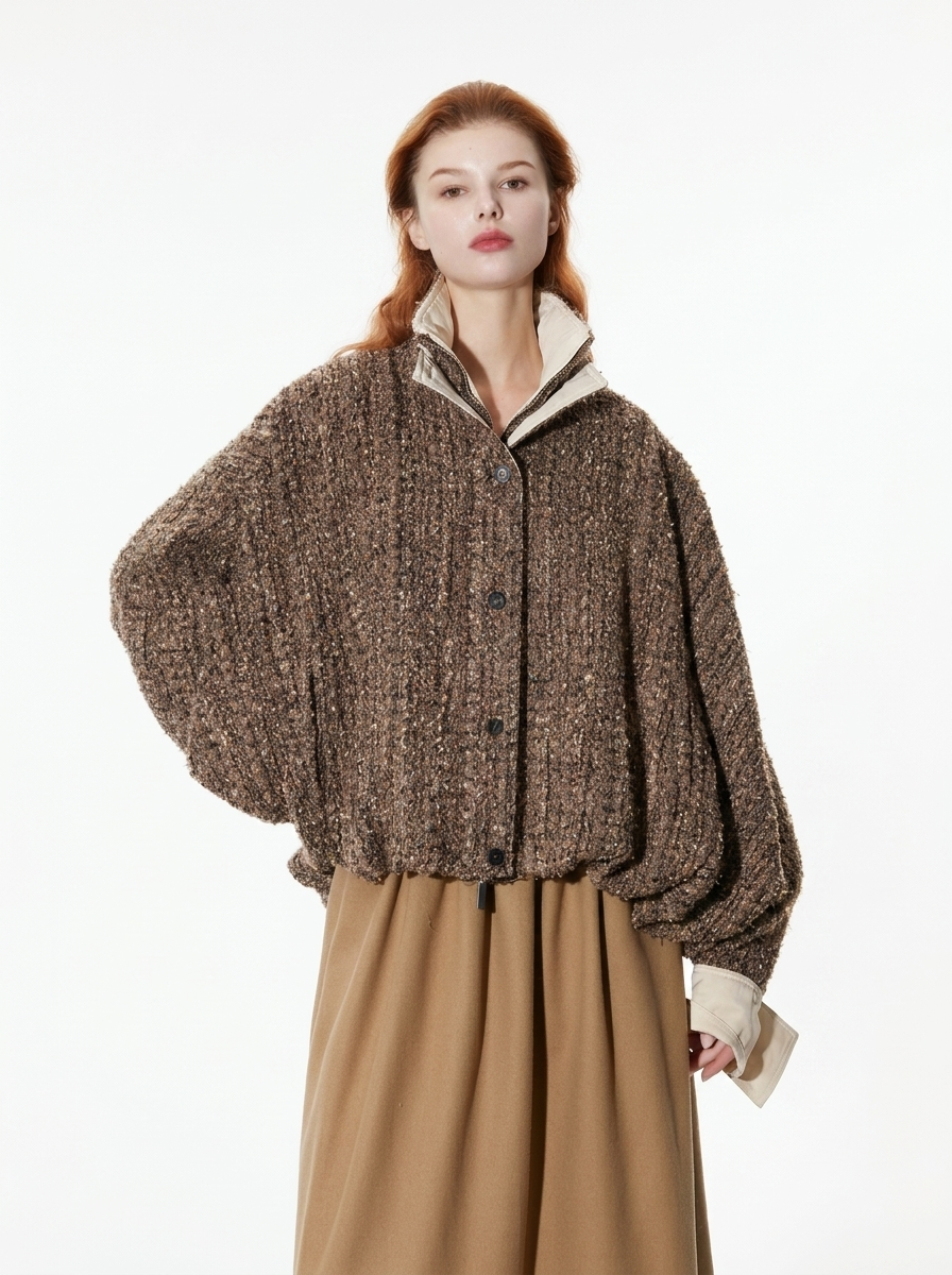 Premium Brown Bouclé Jacket