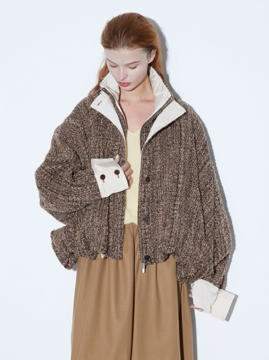 Premium Brown Bouclé Jacket