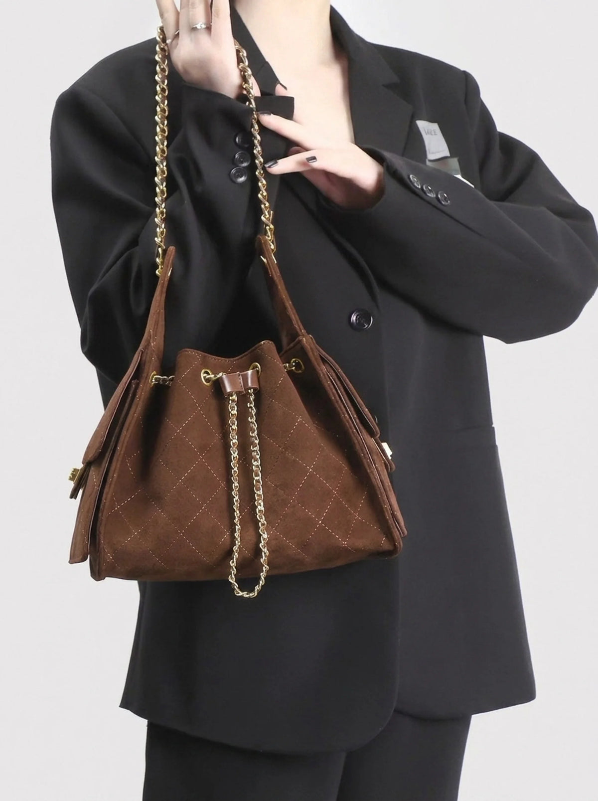Joyce Braided Strap Shoulder Bag — back view