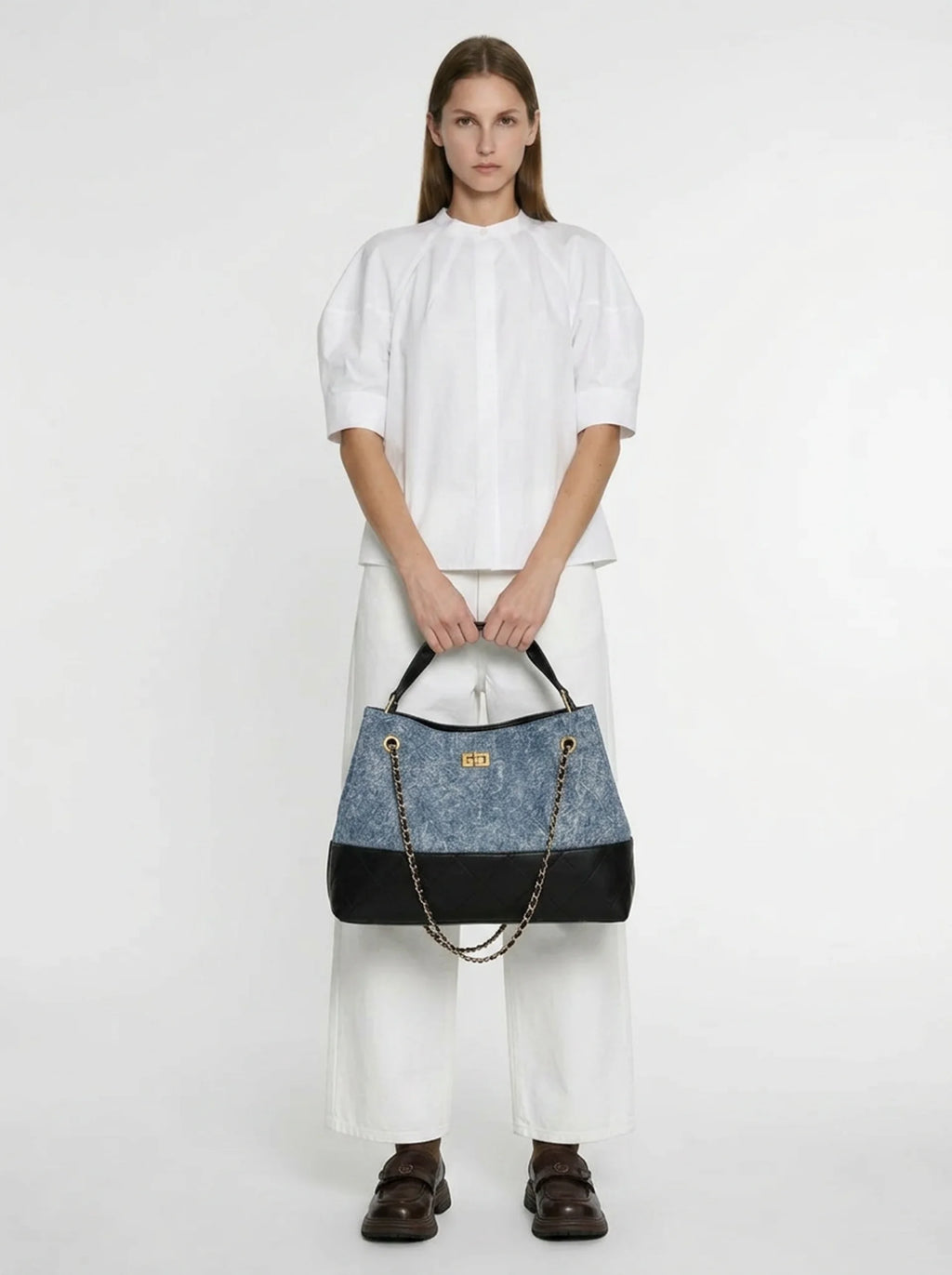 Anouk Denim Chain Tote — alternate angle