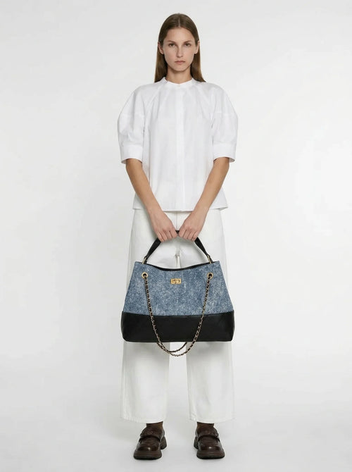 Anouk Denim Chain Tote — alternate angle
