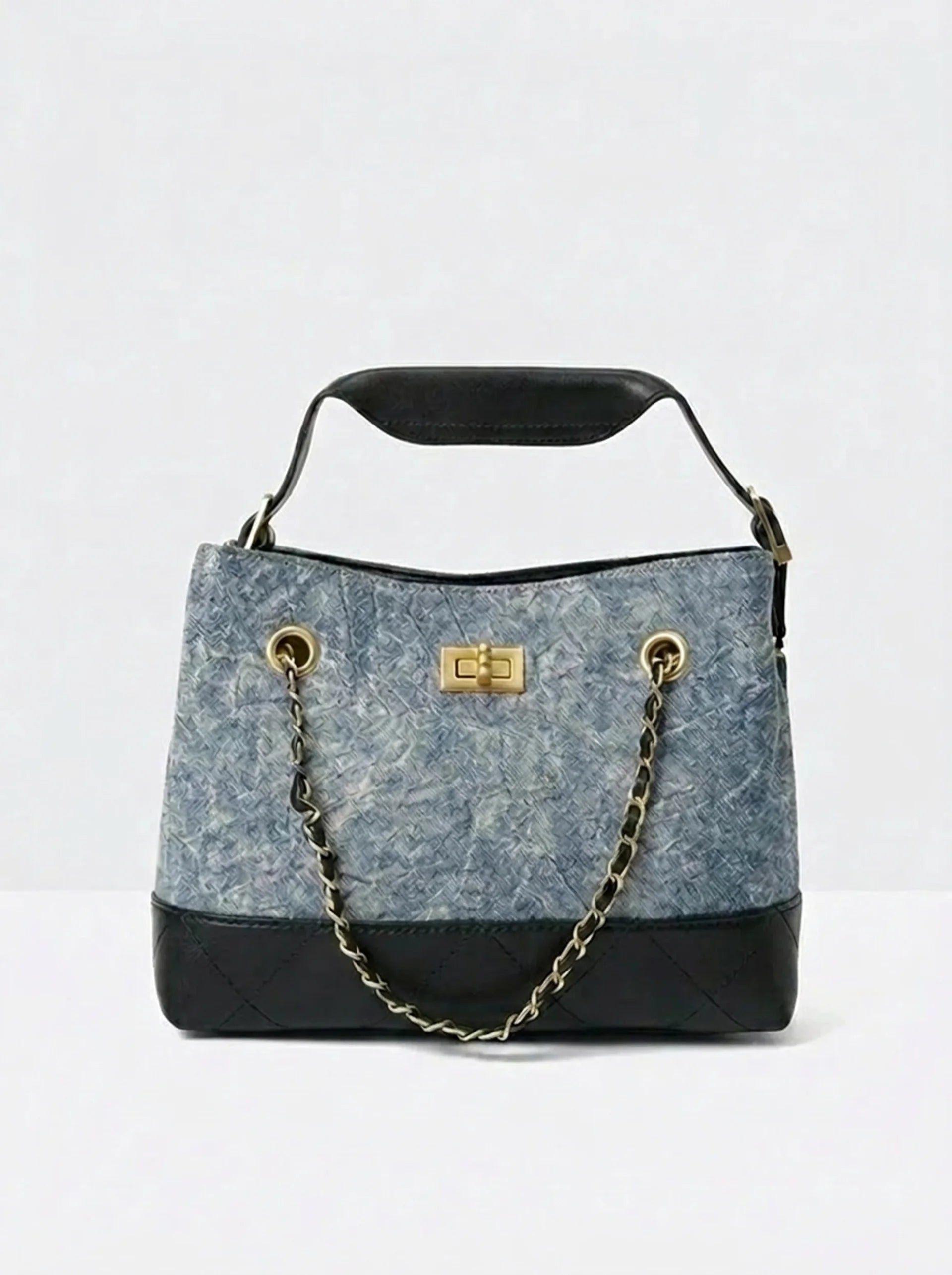 Denim Chain Tote Bag M