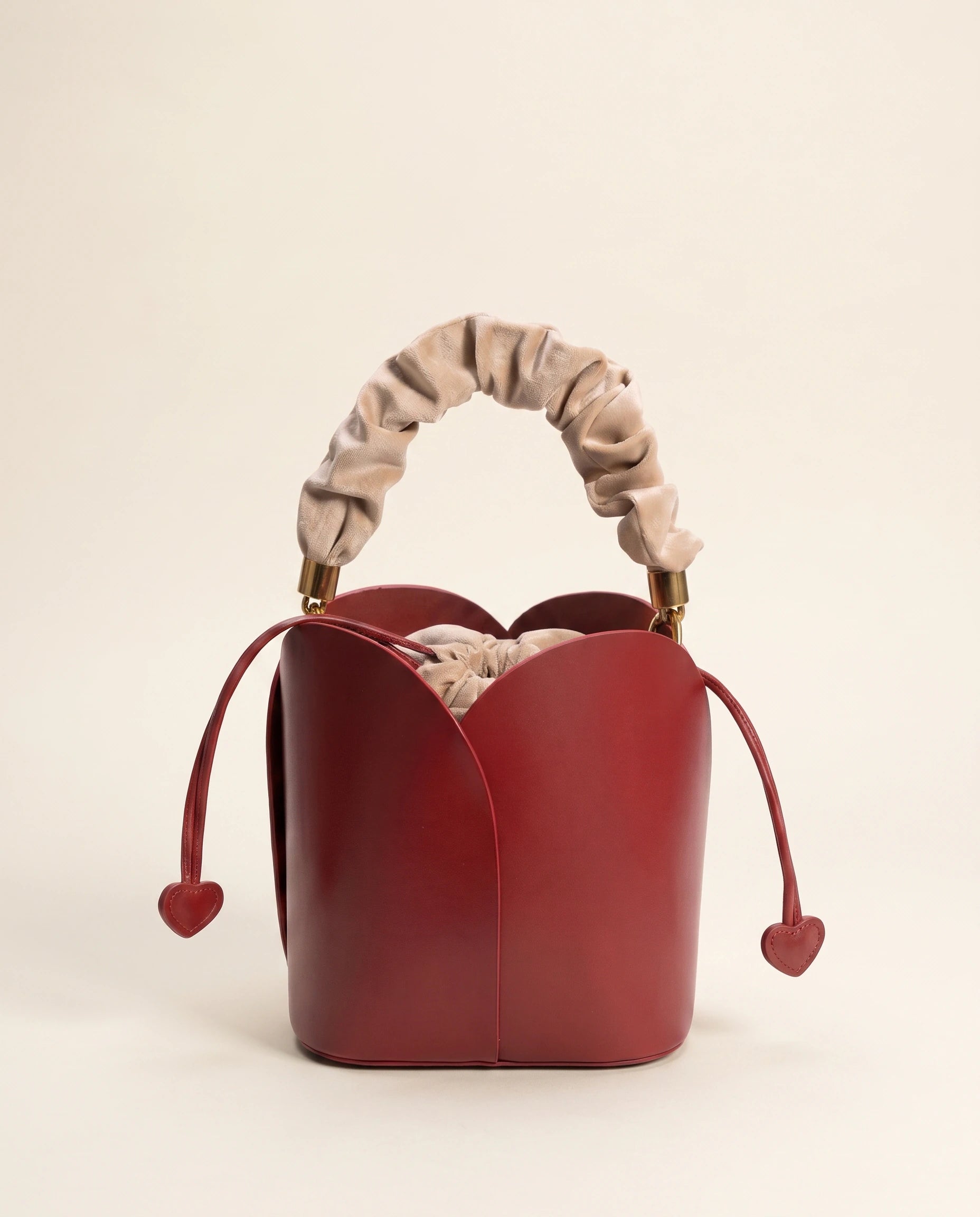 Red Vintage Bucket Bag in Red Whine — front view
