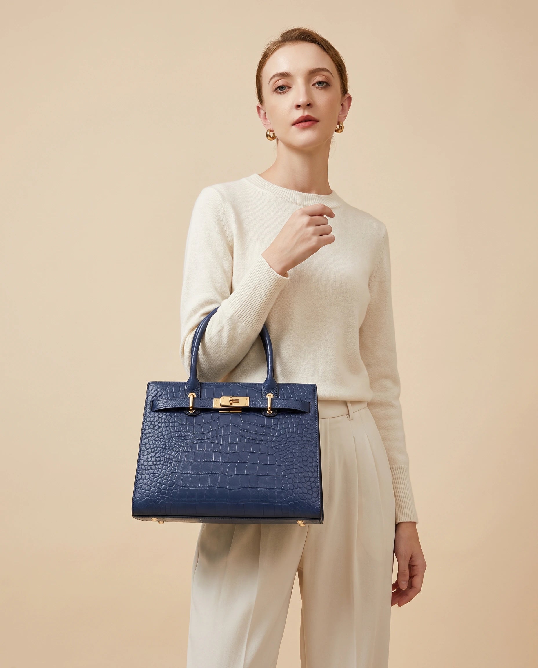 Brugman Bag in Light blue — worn by model