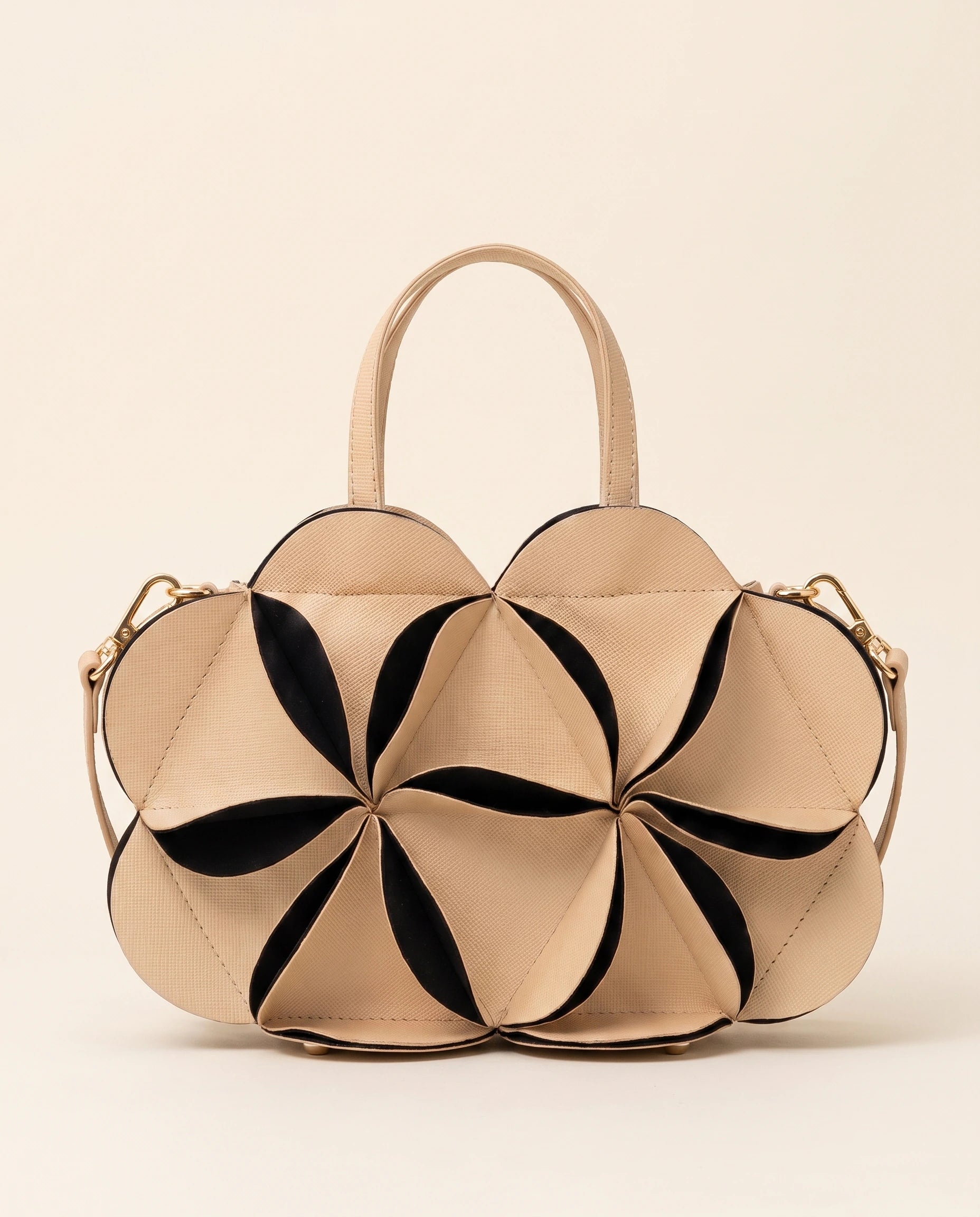 Carla Flower Handbag in Camel — front view
