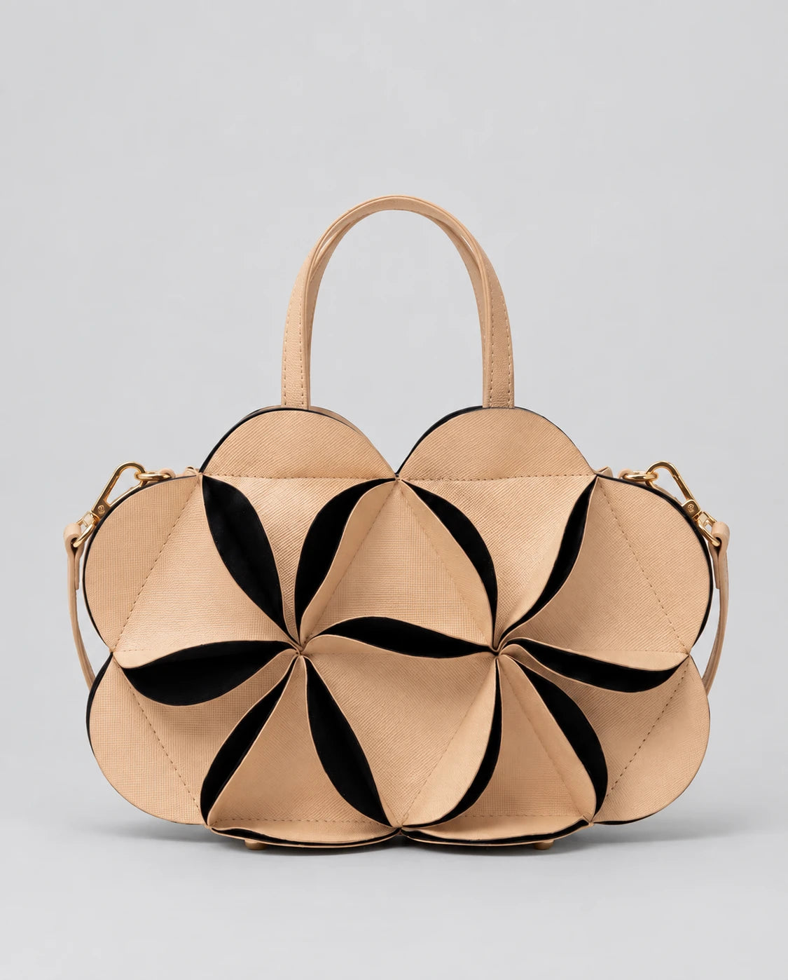Carla Flower Handbag in Camel — front view