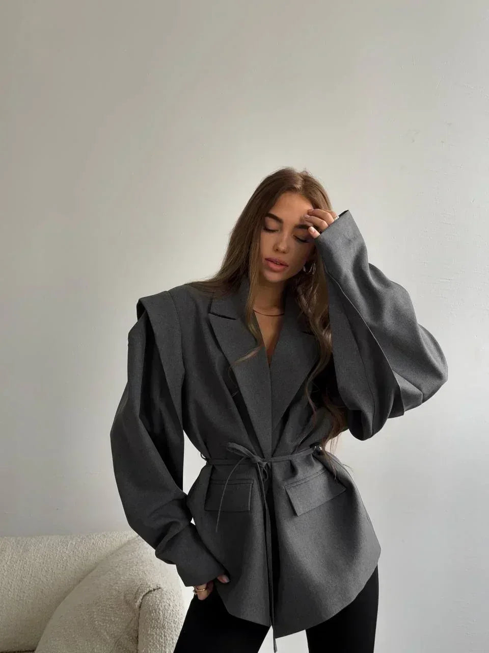 Puff Sleeve Belted Blazer