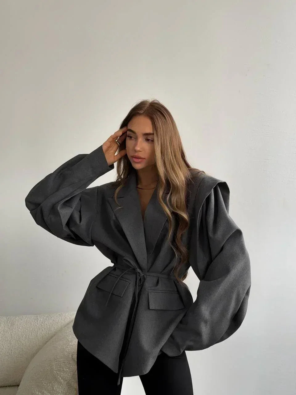 Puff Sleeve Belted Blazer