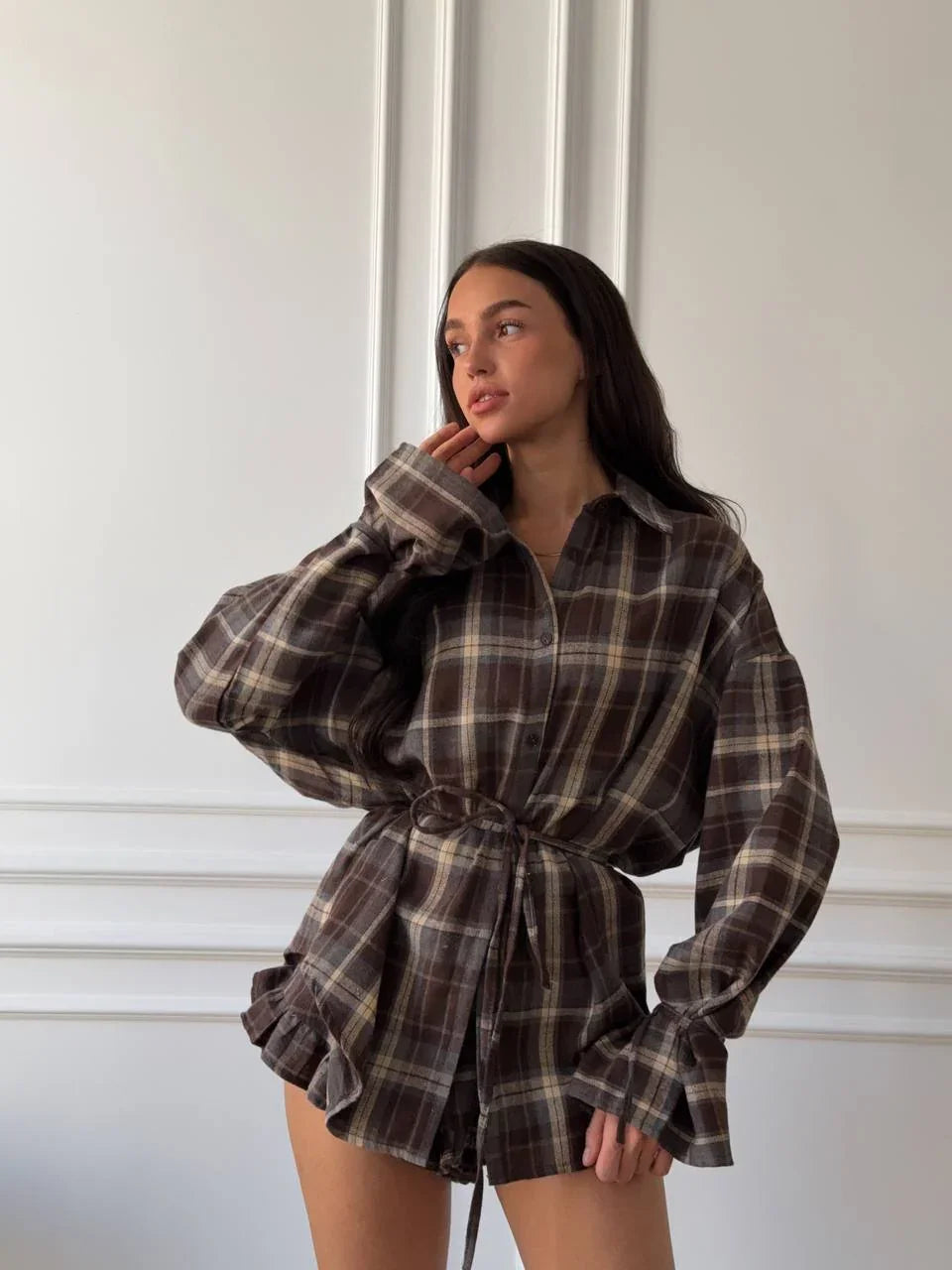 Plaid Shirt & Shorts Set