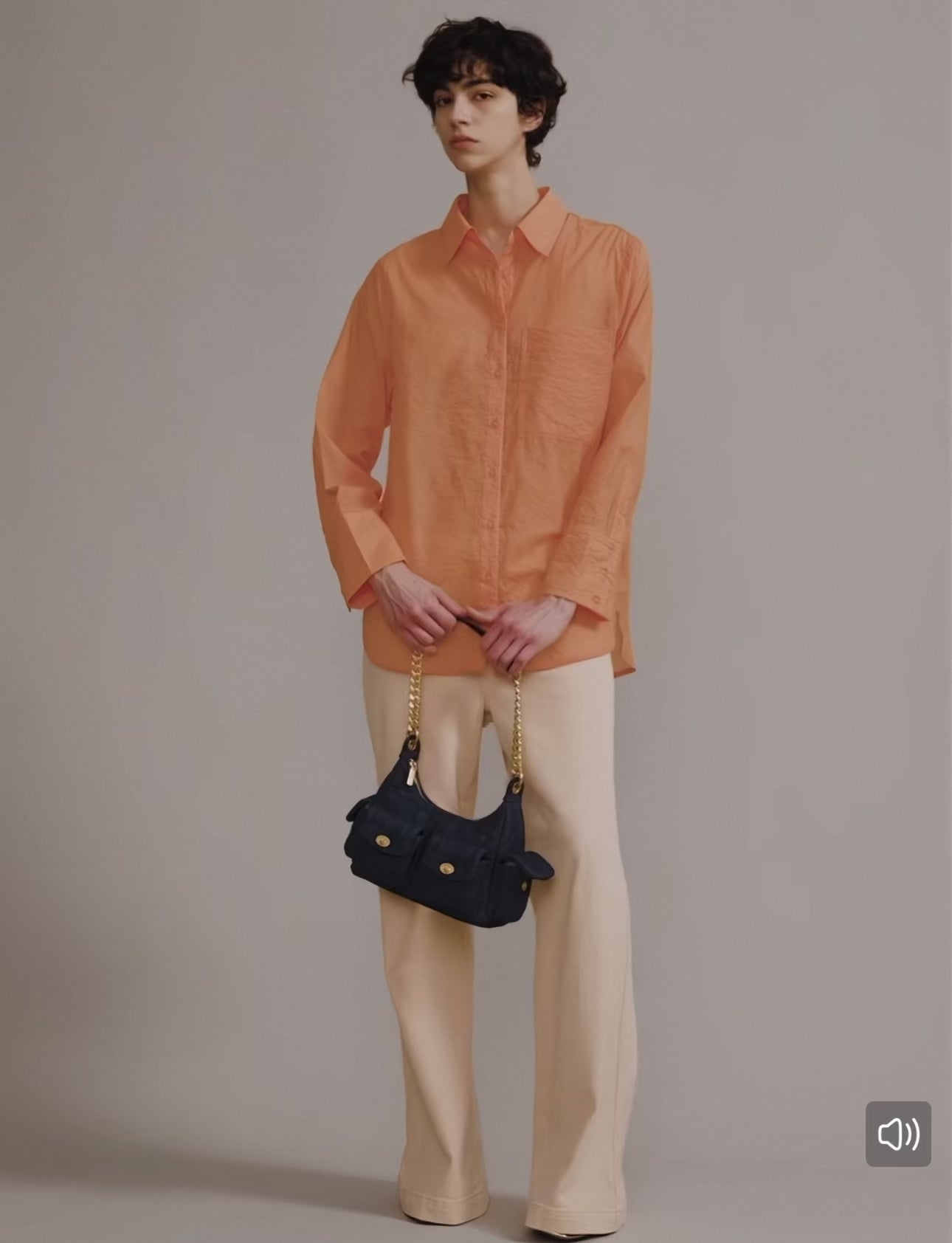 Denim Shoulder Bag - Gold Chain